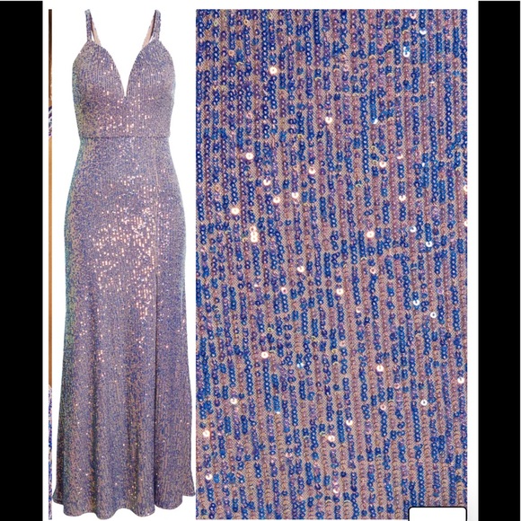 NWT,Morgan & Co Sequin Embellished Gown,rose/lilac - Picture 3 of 17